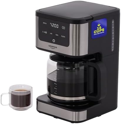 universal 14-Cup Programmable Drip Coffee Maker with 24-Hour Timer, Self-Cleaning System, Glass Carafe & Reusable Filter by LandersUSAInc