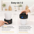 2 -in-1 Mug Beverage Warmer, UV Sanitizer for Ceramic & Paper Cups - Image 3