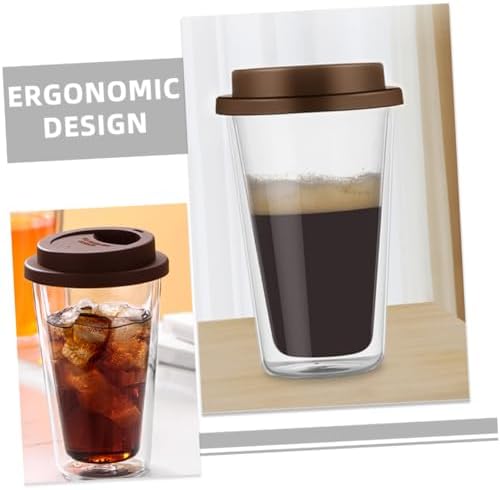 Glass Coffee Cup with Silicone Lid Reusable Beverage Mug for Hot Cold Drinks for Tea Juice Ergonomic Design for Easy Handling - Image 6