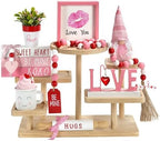 Pink Valentine's Day Decorations 8 PCS Tiered Tray Decor Set for Home by SYNCVIBE