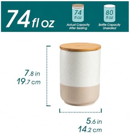 vancasso Sabine Large Ceramic Canister with Airtight Wood Lid - 74 oz Kitchen Food Storage Jar for Flour, Sugar, Coffee, Tea & Spices - Big Capacity Countertop Jar - Image 2