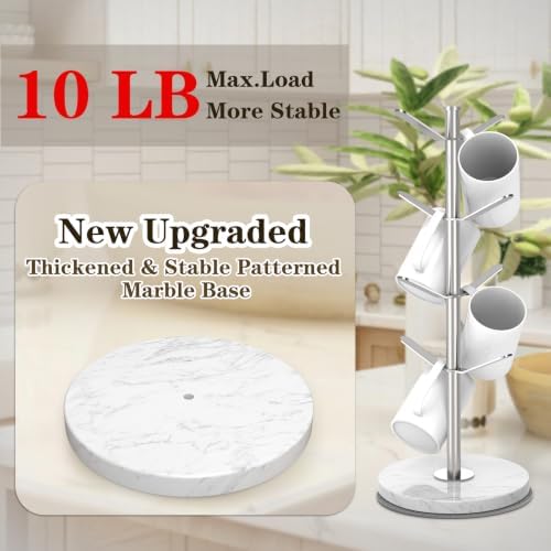 Silver Marble Mug Holder Tree with 2–8 Adjustable Hooks - Image 4