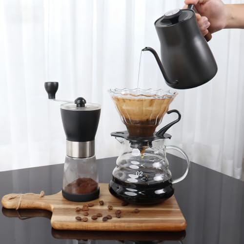 Pour Over Coffee Maker Set, Portable coffee Set - Manual Coffee Grinder, Coffee Dripper Set, Gooseneck Kettle，two cups, suitable for Camping, RV, Home, and Office - Image 5