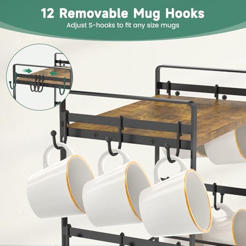 EsLuker.ly Coffee Mug Cup Holder Tree Bar Station Organizer, 2 Tier - Image 5