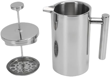 Stainless Steel French Press Coffee Maker, Double Wall Insulated Rustproof Press, U Shaped Spout No Drip for Camping, Office & Home (1000ml) - Image 7