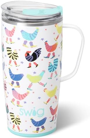 Swig Life 22oz Insulated Travel Mug with Handle & Lid, Funky Chicken by SwigLife