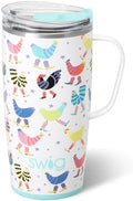 Swig Life 22oz Insulated Travel Mug with Handle & Lid, Funky Chicken by SwigLife