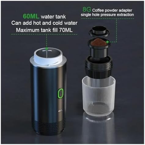 Wireless Electric Portable Espresso Coffee Machine For Car & Home Camping Coffee Maker 3-in-1 Capsule Powder Travel Coffee Maker(Metallic green) - Image 5