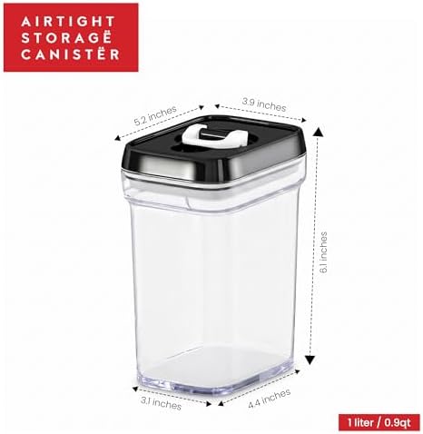 DWËLLZA KITCHEN Airtight Food Storage Containers with Lids – 6 Piece Set Air Tight Kitchen Storage Containers for Pantry Organization and Storage - Clear Plastic BPA-Free - Keeps Food Fresh & Dry - Image 4
