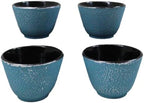 Ebros Gift Pack Of 4 Japanese Traditional Tetsubin Style Textured Surface Cast Iron Tea Cups Teacups Drinkware Tea Service Far East Decorative Accent (Sky Blue) - Image 3