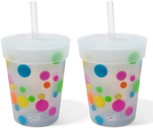 Silipint Kids Straw Tumblers 8oz: 4 pk - Polka Dots - Image 4