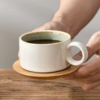 LUKA 6 Ounce Porcelain Stackable Espresso Cups with Saucers and Metal Stand Set of 4, Ceramic Cappuccino Cups Set for Specialty Coffee Drinks, Latte, Cafe Mocha and Tea, White Green Interior - Image 7