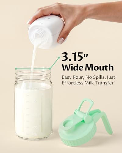 Mason Jar Pitcher Set of 2, 32oz(1quart) Glass Breast Milk Pitcher with Lid - Image 4