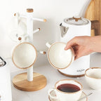 Salter BW13566WEU7 Toronto Mug Tree – Acacia Wood Cup Holder for Kitchen Countertop Tabletop, 6 Branch Display Stand for Coffee Mugs/Tea Cups, Freestanding Sturdy Steel Storage Rack, White - Image 4