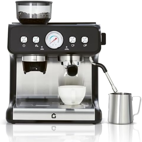 Stainless Steel Rich Coffee Machine w/Built-in Grinder – 20 Bar, 2.8l Removable Tank, Milk Frother Steam Wand for Latte & Cappuccino, Adjustable Shot Volume, Pro for Home Barista & Office by Unknown