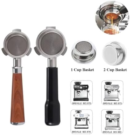 54mm 3-ear Naked Portafilter With BasketStainless Steel Bottomless Coffee Handle(C1 red wood,Only handle) - Image 3