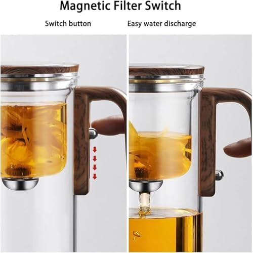 Eternititea Magic Pot, 720ml(25oz) Enchanti Tea Pot, Eternity Tea Magic Pot - BPA-Free, Enchantipot Magic Tea Pot With Removable Infuser, Water Separation Glass Teapot With Wooden Handle (520ml) - Image 3