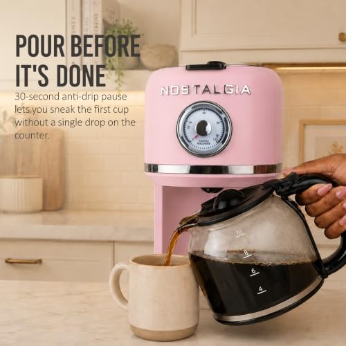 Nostalgia Classic Retro 10 Cup Coffee Maker, Pink - Image 2