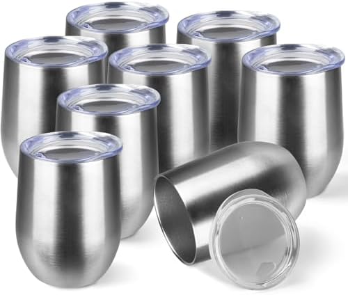 StarSpeed 12oz/8 Pack Insulated Wine Tumbler with Lid,Silver by StarSpeed
