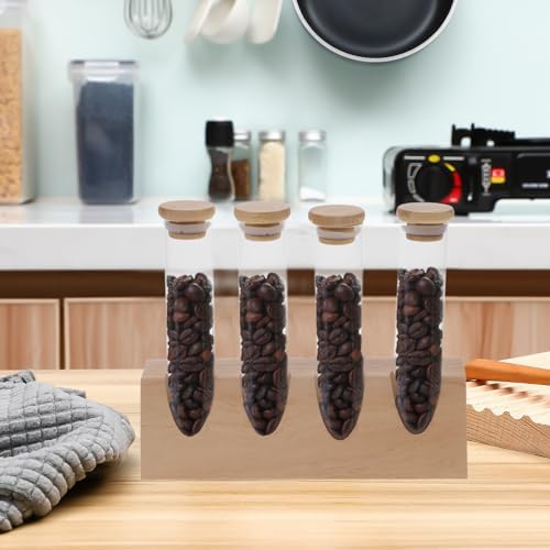 SHERCHPRY Glass Coffee Bean Tube Canister with Wooden Stand 70ml Set - Image 4