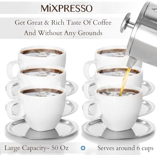 Mixpresso Large French Press Coffee Maker 50Oz Stainless Steel Coffee Press - Image 2