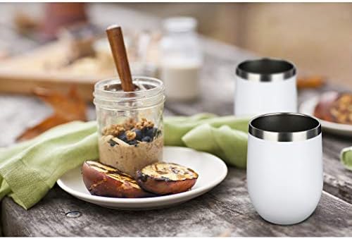 MEWAY 12oz/4 Pack Wine Tumbler Glasses with Lid - Stemless Double Wall Vacuum Stainless Steel Travel Tumbler - Keeping Cold & Hot for Wine,Coffee,Cocktails,Drinks-Family and Gifts (White,Set of 4) - Image 6