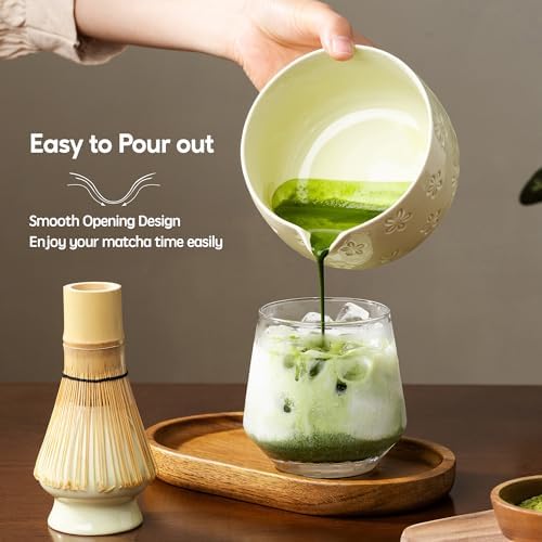 Matcha Whisk Set, Ceramic Matcha Set, 6 Pcs Matcha Kit Includes Matcha Bowl, Matcha Whisk with Holder, Bamboo Scoop, Scoop Rest, Sifter, Ceremonial Matcha Tea Set, Perfect Gifts, Beige - Image 3