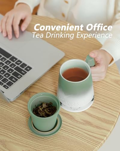 ZENS Tea Infuser Mug with Lid & Coaster for Loose Leaf Tea Steeper, 15oz - Image 2