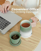 ZENS Tea Infuser Mug with Lid & Coaster for Loose Leaf Tea Steeper, 15oz - Image 2