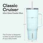 Corkcicle Cruiser Tumbler with Handle & Straw, 40 oz, Gloss Powder Blue - Image 2