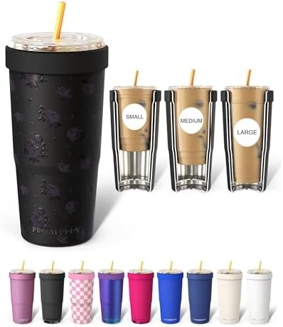 Frost Buddy Togo Buddy 30oz Tumbler - Spill-Proof Flip Lid (Black Floral) by FrostBuddy
