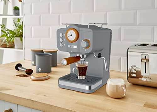 Salton Swan Nordic Espresso Machine with Milk Frother, 1.2L Tank, Matte Slate Grey - Image 2