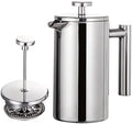 Stainless‑Steel Double‑Wall Insulated French Press Coffee Maker(Silver 1000ML) by Unknown