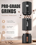 Upgraded Faster Electric Coffee Grinder, Stainless Steel Burrs, Black - Image 2