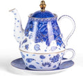 KAMMAK Tea for One Set, Ceramic Teapot, Bone China Tea Set, Cup and Saucer by KAMMAK