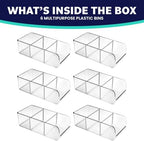 ELTOW 6-Pack Snack Organizer, 3-Compartment Plastic Bins with Removable Dividers, Chip & Food Storage for Pantry, Spices, Fridge, and Cabinet - Image 2