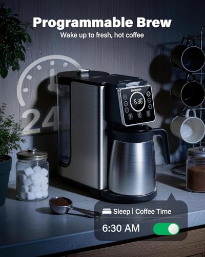 SHARDOR Single Serve & Carafe Coffee Maker, Dual Brew for K Cup Pods & Ground Coffee, Hot & Iced Drip Coffee Machine, 6-24oz Sizes, 95oz Removable Water Reservoir, 24H Programmable, Thermal Carafe - Image 4