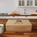 Personalized Tea Box, Bamboo Organizer, Floral Name - Image 2