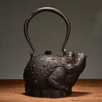 Cast Iron Teapot, Stovetop Safe Tea Kettle With handle, Asian Style Handmade Tea Pot For Home Camping Outdoor Use(0.9L, BlackR) by Unknown