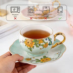 KAMMAK Tea Cups and Saucers Set of 2, Porcelain Coffee Cups, NX039 - Image 4