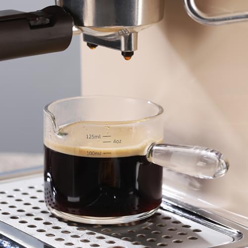 Espresso Shot Glass 2 Pack - 150ML Espresso Cups with Handle and Dual-Scale, Espresso Shot Glass with V-Shaped Mouth, 5oz Espresso Glass Measuring Cup Perfect for Espresso Shots and Milk Froth - Image 3