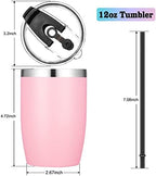 VEGOND Stainless Steel 12 oz Tumblers bulk Vacuum Insulated Double Wall Travel Tumbler with Lid and Straw Reusable Tumbler,Pink 12 pack - Image 4