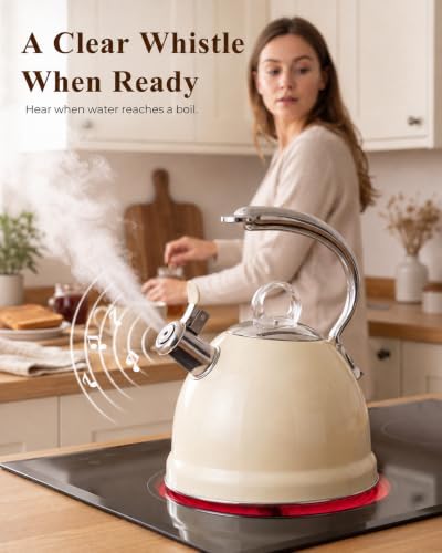 Harriet Whistling Tea Kettle for Stove Top, 2.5 QT Stainless Steel Teapot - Image 2