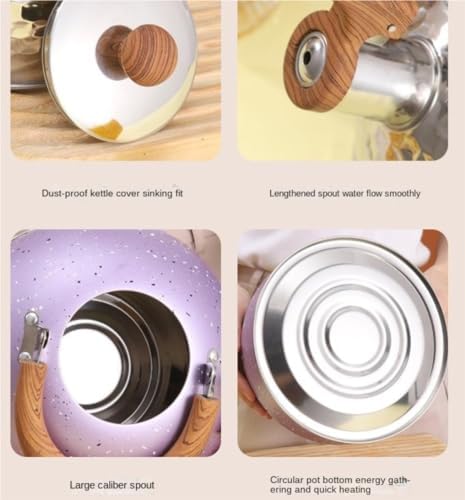 Stove Top Kettle Tea Kettle Whistling Stovetop Tea Kettle Retro Tea Kettle Stainless Steel Red Whistling Tea Pot 3L - Image 5