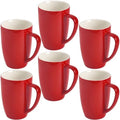 homEdge Porcelain Mug Set, 16 Ounces Cup for Tea, Latte, Mocha, Hot Chocolate, Set of 6, Red by homEdge