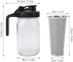 Cold Brew Coffee Maker Pitcher, with Stainless Steel Filter Thick Glass Iced Coffee Maker Pot Spout Lid Handle (1000ml) - Image 3