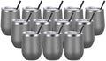 VEGOND Wine Tumblers Bulk 12 Pack, 12oz Stainless Steel Stemless Wine Glass with Lids and Straws, Double Wall Vacuum Insulated Tumbler Cup, Coffee Mug for Cold Hot Drinks by VEGOND