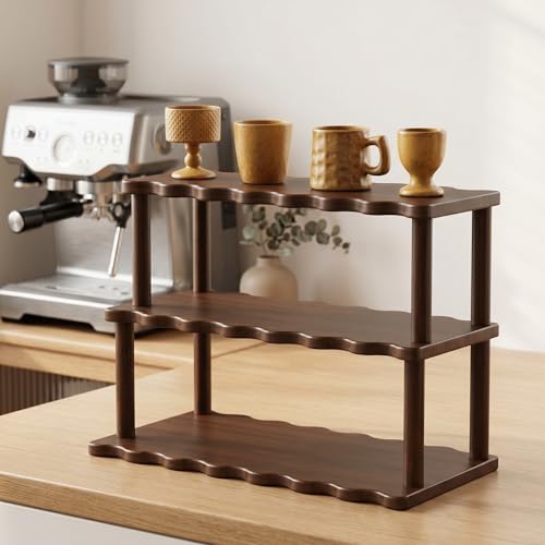 Wooden Mug Holder Countertop 3 Tier Coffee Mug Tree Stand Organizer Cup Display For Kitchen Coffee Station Home Decor - Image 3