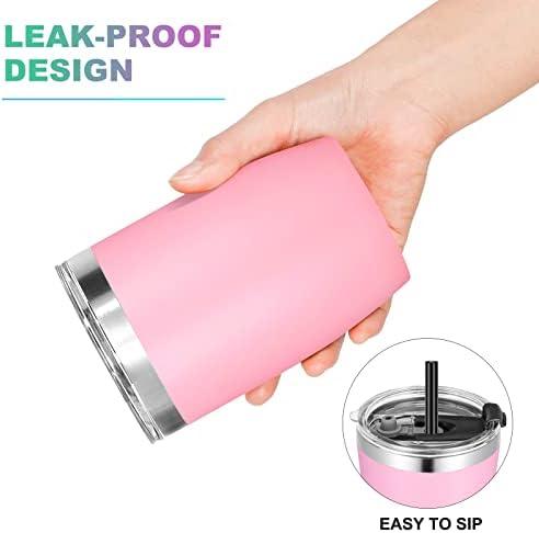 VEGOND Stainless Steel 12 oz Tumblers bulk Vacuum Insulated Double Wall Travel Tumbler with Lid and Straw Reusable Tumbler,Pink 12 pack - Image 6