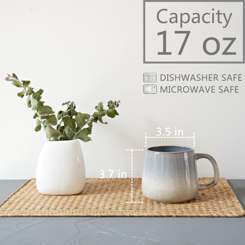 Bosmarlin Ceramic Coffee Mug Set of 4, 17 Oz, Coffee Cups with Big Handle, Wide Bottom, Microwave and Dishwasher Safe (Purple) - Image 2
